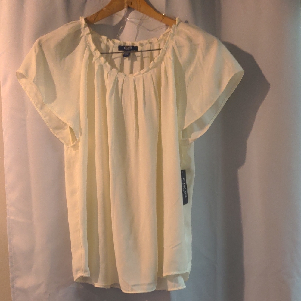 Chaps Cap-sleeve Ruffled Blouse